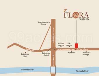7X Group 7X Flora Residency Map - Zadeshwar, Bharuch Location Map