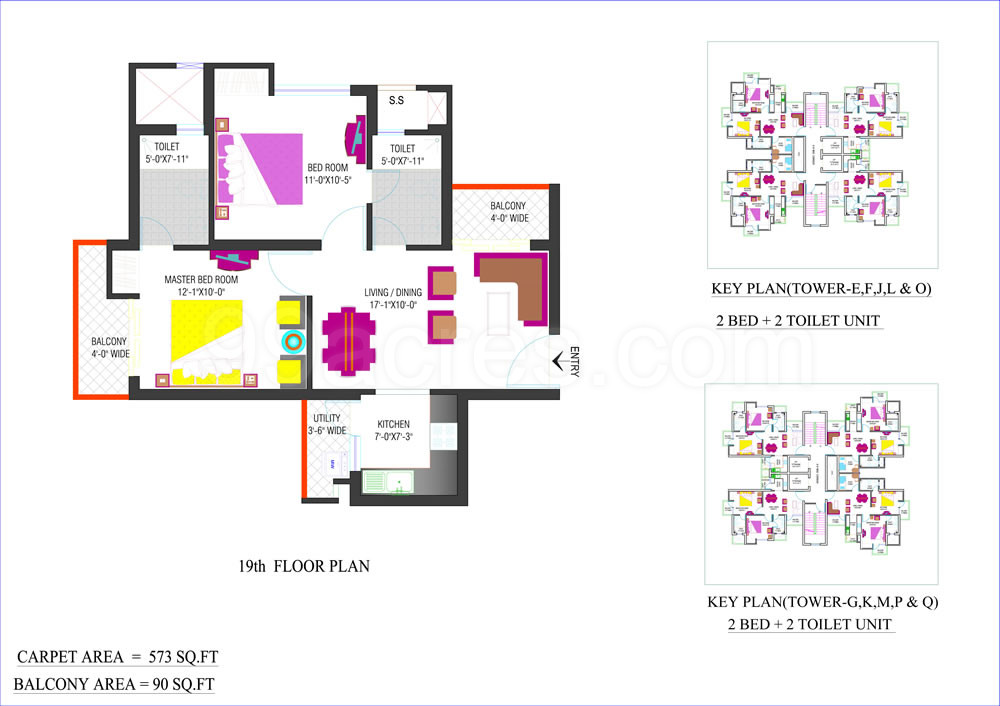 Iitl Nimbus Group The Hyde Park Floor Plan Sector 78 Carpet Area 573 Sq Ft Apartment