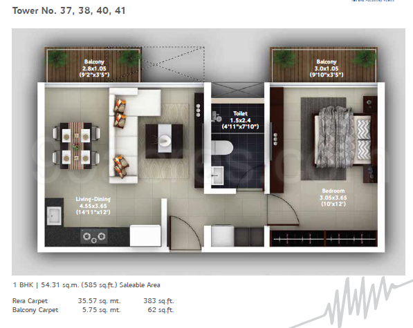 City Group Amanora Adreno Towers Floor Plan Super Area 584 587409 Sq Ft Apartment
