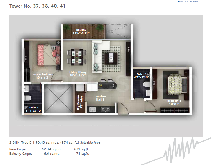 City Group Amanora Adreno Towers Floor Plan Super Area 973 594755 Sq Ft Apartment