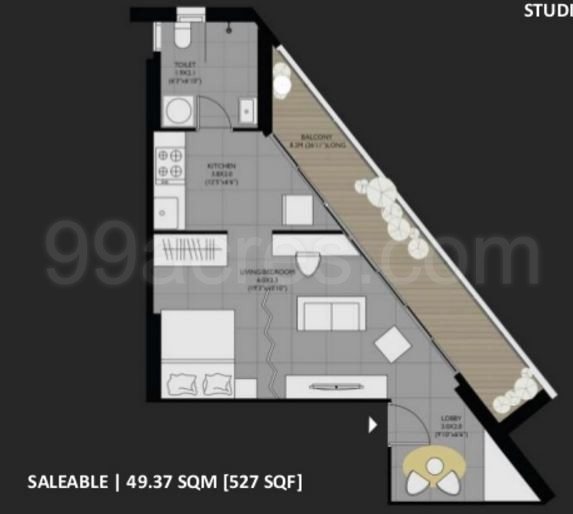City Group Amanora Future Towers Floor Plan Super Area 527 Sq Ft Studio Apartment