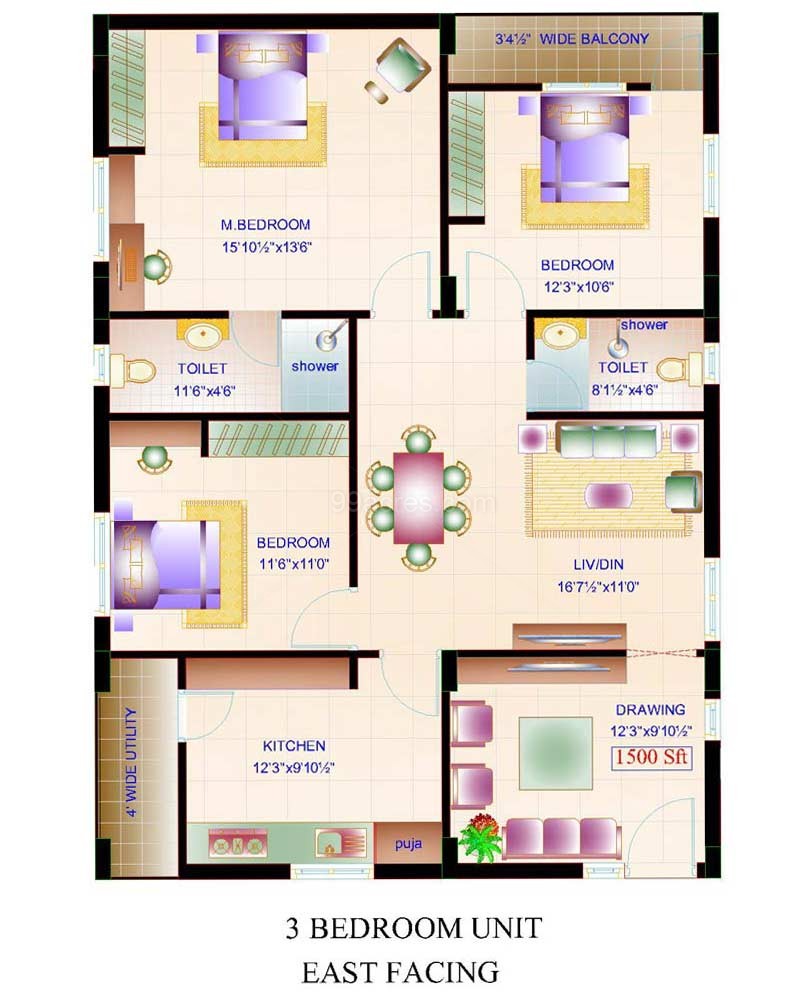 30-house-plan-with-vastu-1200-to-1500