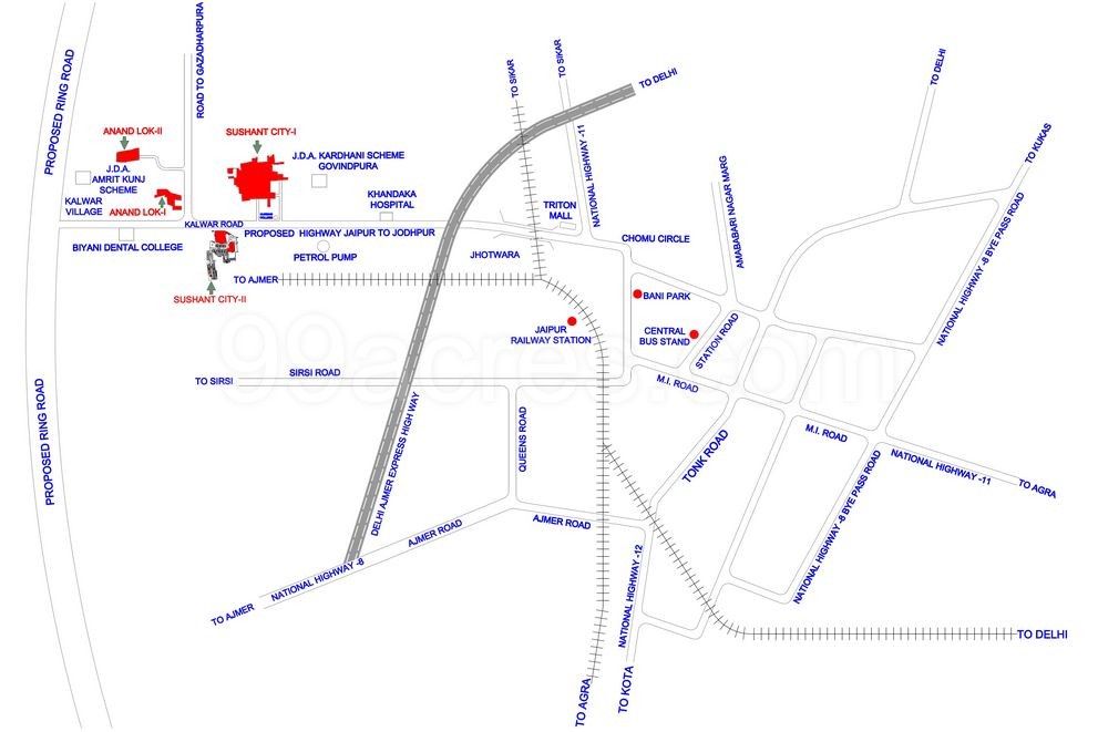 Kalwar Road Jaipur Map Ansal Api Splendor Homes Map - Kalwar Road, Jaipur Location Map