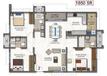 3 BHK Apartment / Flat for sale in Aparna Sarovar Zicon Nallagandla ...