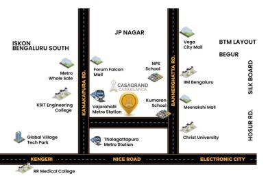 Casagrand Casablanca Map - Kanakapura Road, Bangalore South Location Map