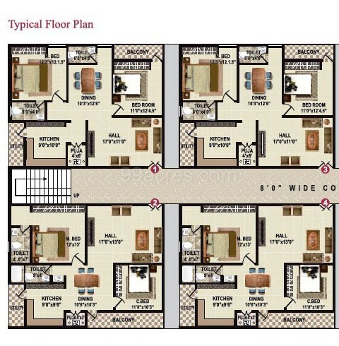 Dhanvi Infratech India Builders Hill View Floor Plan Super Area 1176 Sq Ft Apartment