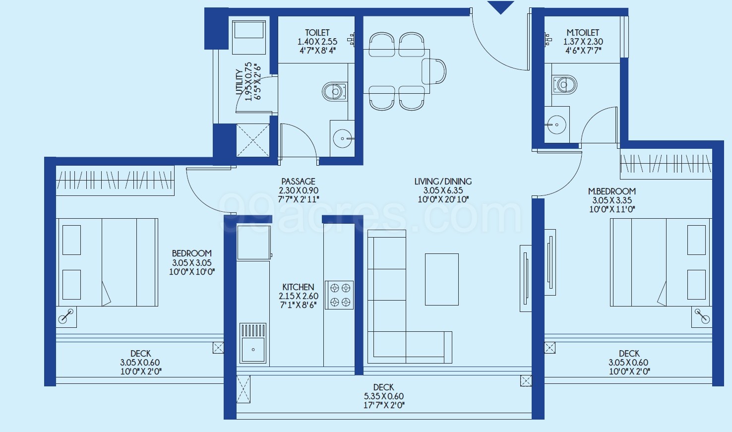 2 BHK Flat in Godrej Exquisite floor plan 724 sq.ft. (67.26 sq.m.)