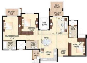 3 BHK / Bedroom Apartment / Flat for rent in Gopalan Temple Trees ...