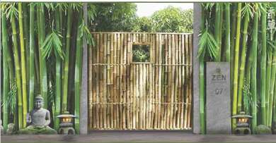 Green Grass Zen Bamboo Garden Image