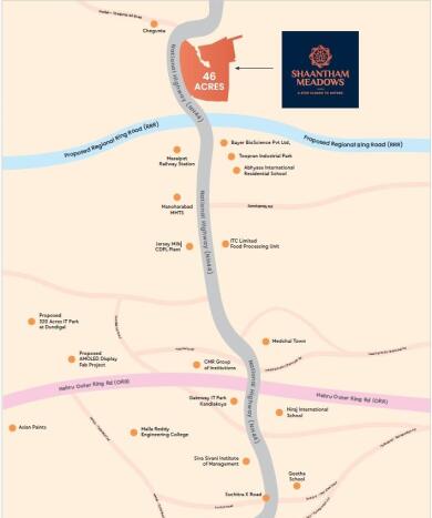 Ithika Group Ithika Shaantham Meadows Map - Chegunta, Medak Location Map