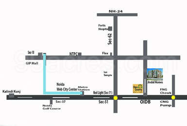 Jindal Infratech Noida Jindal Homes Map - sector 121, Noida Location Map