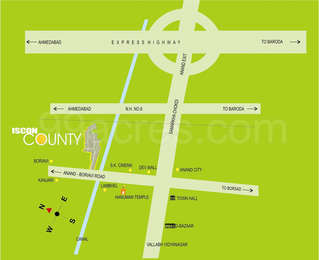 Iscon Group Builders JP Iscon County Map - Lambhvel, Anand Location Map