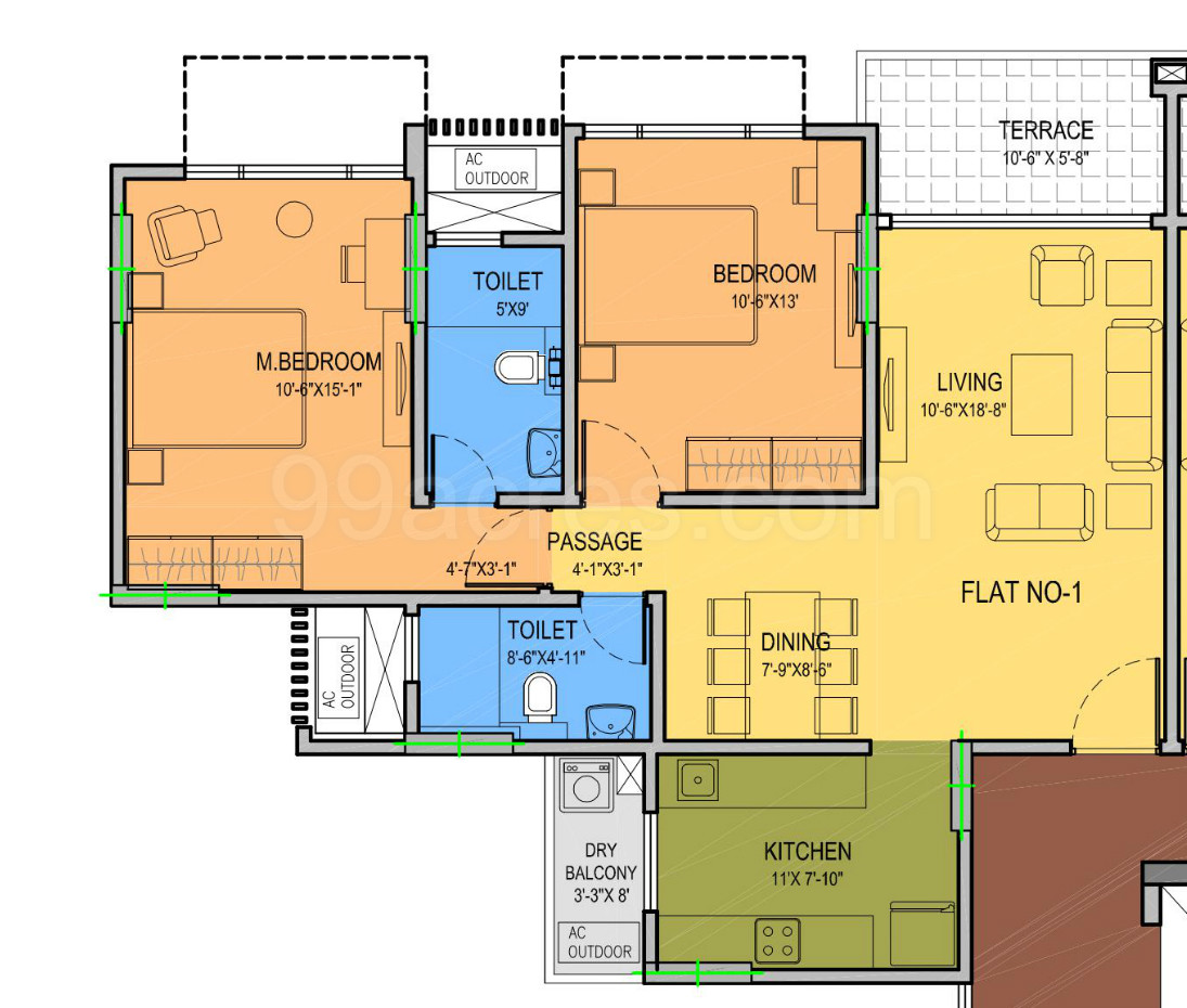 Kohinoor Developers City Mumbai Floor Plan Carpet Area 850 89 Sq Ft Apartment