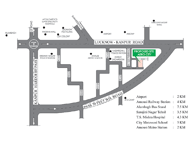 Sarojini Nagar Lucknow Map Kridha Infra Private Limited Kridha Aerocity Map - Sarojini Nagar, Lucknow  Location Map