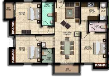 3 BHK / Bedroom Apartment / Flat for rent in Malles Aashira Perumbakkam ...