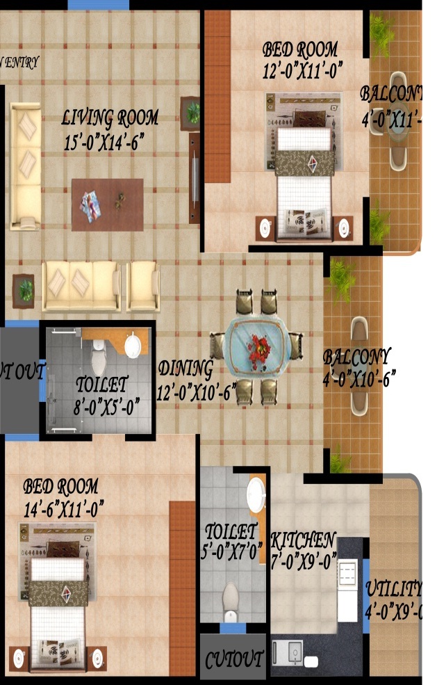 Max India Developers Sunflower Floor Plan Super Area 1300 Sq Ft Apartment