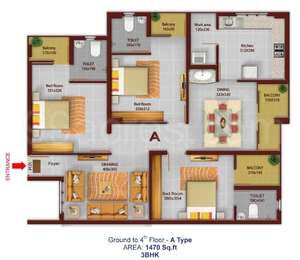 3 BHK / Bedroom Apartment / Flat for rent in MPS Argento Edappally ...