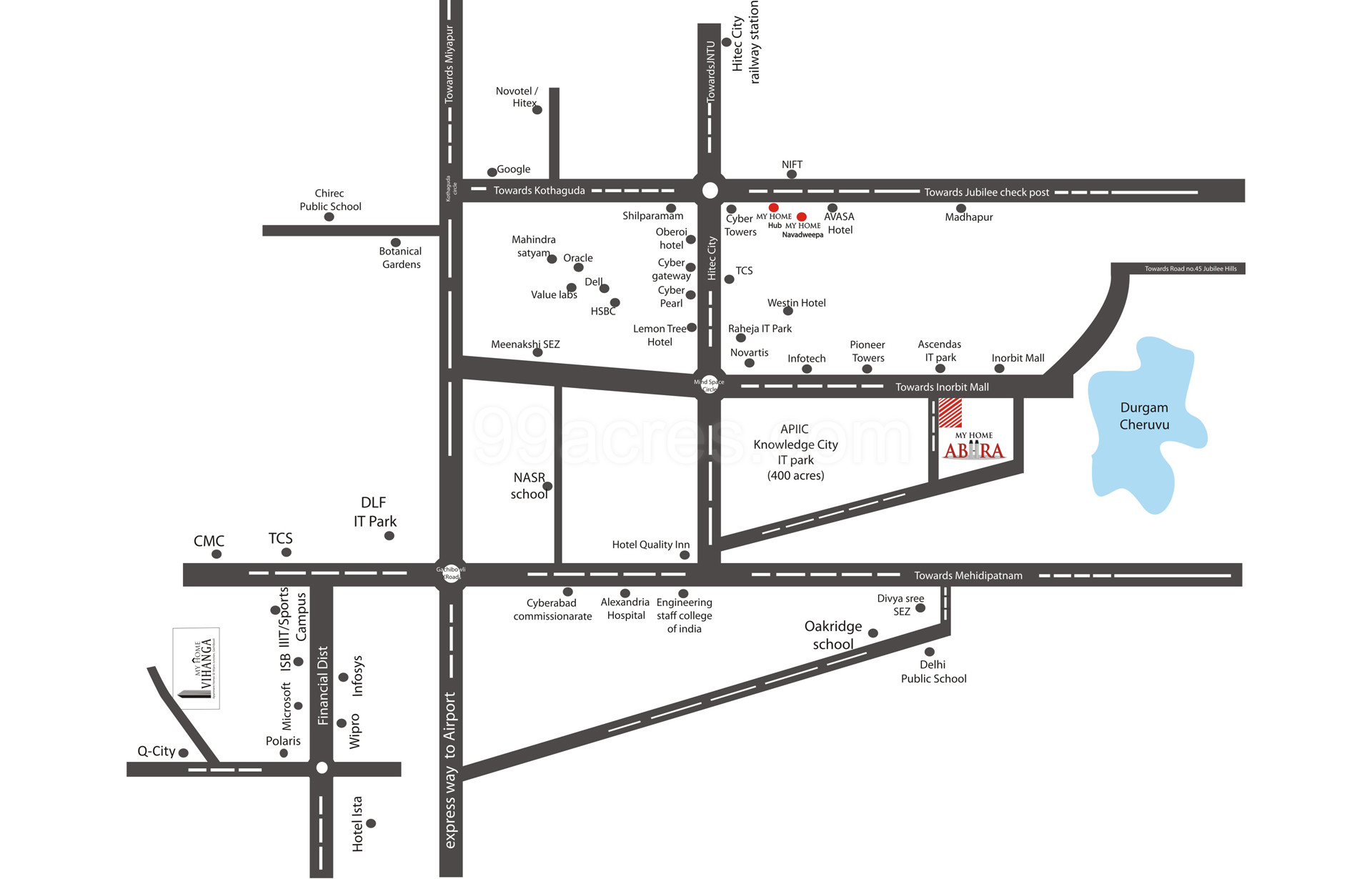 My Location To Hyd My Home Constructions My Home Abhra Map - Vittal Rao Nagar, Hyderabad  Location Map