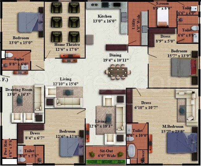 My Home Constructions Abhra Floor Plan 4bhk 4t 5 Super Area 4045 Sq Ft Apartment 1
