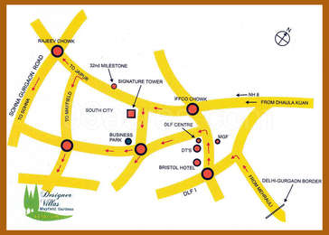 Omaxe Designer Villas Map - Mayfield Garden, Gurgaon Location Map