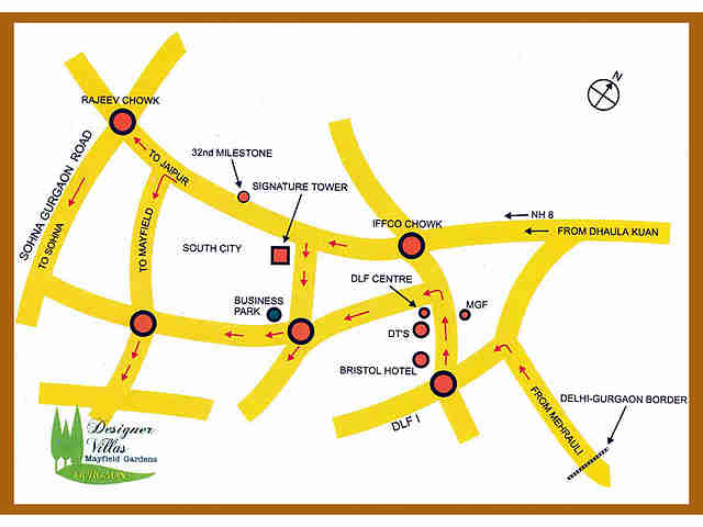 Mayfield Garden Gurgaon Map Omaxe Designer Villas Map - Mayfield Garden, Gurgaon Location Map