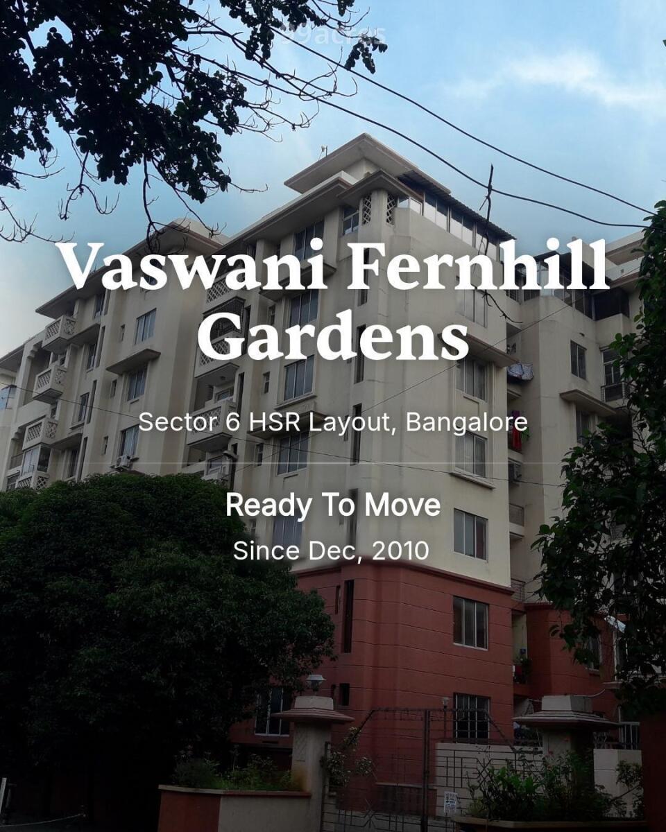 Sector Society Flats In Hsr Layout For Rent Vaswani Fernhill