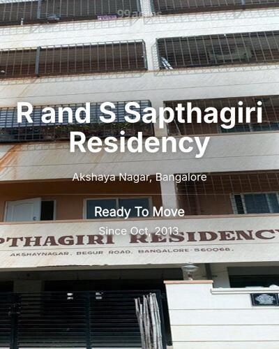 R and S Sapthagiri Residency Akshaya Nagar, Bangalore Resale Price