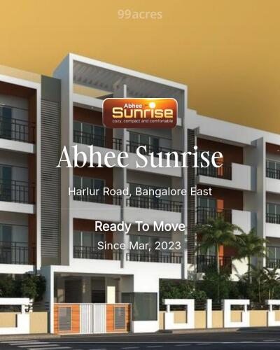 Abhee Sunrise Harlur Road, Bangalore East Resale Price List