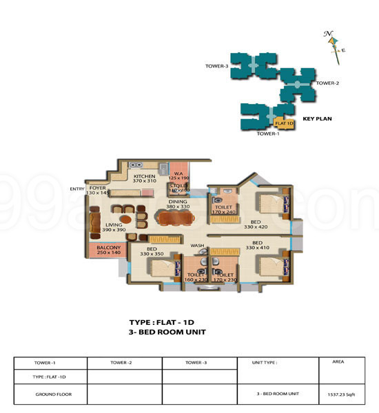 Ktc Group Company Pvs Iris Floor Plan Aluva Kochi 3bhk 2 Super Area 1537 Sq Ft Apartment