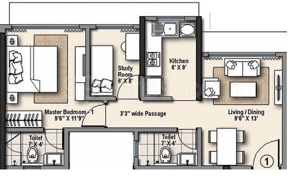 2 Bhk Bedroom Apartment Flat For Rent In Raheja Ridgewood