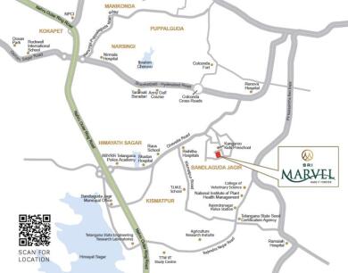 Marvel Address Map S R I Infra S R I Marvel Map - Bandlaguda Jagir, Hyderabad Location Map