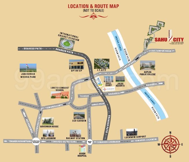 Lucknow To Sultanpur Road Map Sahu Land Developers Sahu City Map - Sultanpur Road, Lucknow Location Map
