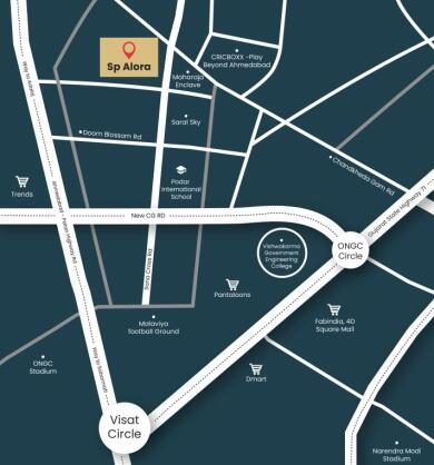 Shri Parshva SP Alora Map - Chandkheda, Ahmedabad Location Map