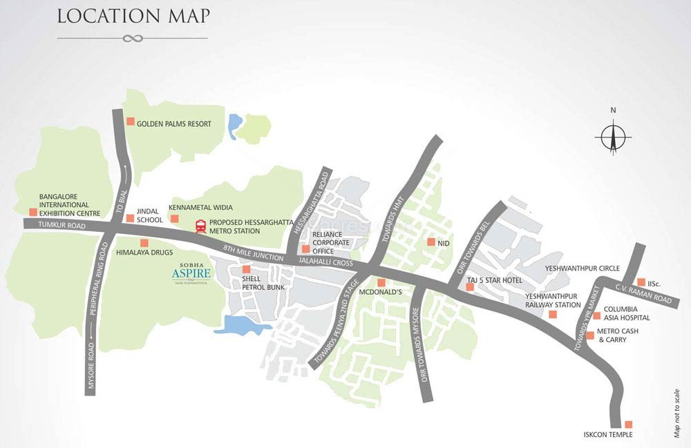 Bangalore To Tumkur Road Map Sobha Developers Sobha Aspire Map - Tumkur Road, Bangalore West Location Map