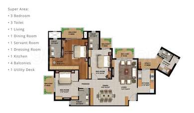 3 BHK Apartment / Flat for sale in Sunworld Arista Sector 168 Noida ...