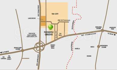 Pushprattan Developers Paradise Greens Map - Kundli, Sonipat Location Map