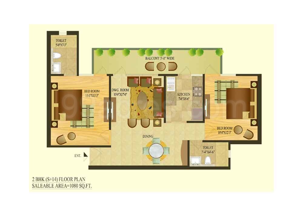 Tdi Group Builders Tuscan Heights Floor Plan Super Area 1080 Sq Ft Apartment
