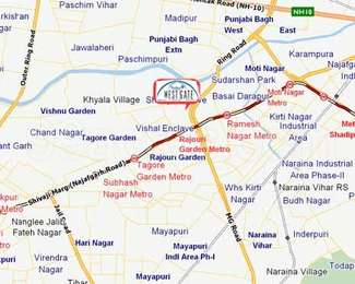 Rajouri Garden Delhi Map Today Homes Builders Thipl West Gate Mall Map - Rajouri Garden, Delhi West  Location Map