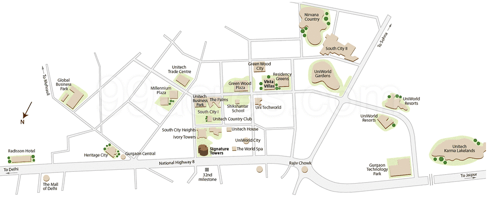 Greenwood City Gurgaon Map Unitech Group Unitech Greenwood City Map - Sector-45 Gurgaon Location Map
