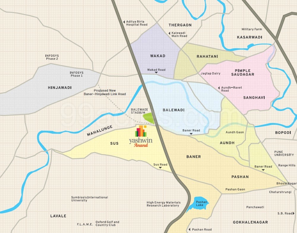Sus Gaon Pune Map Vilas Javdekar Orchid Society Sanjeevani Developer Yashwin Anand Map - Sus,  Pune Location Map