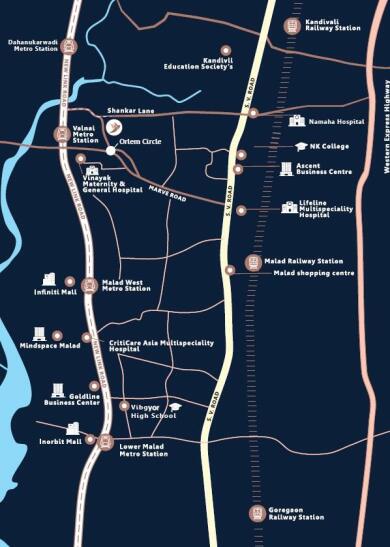 Yukti Infraprojects LLP Anchor Point Map - Orlem, Malad West Location Map